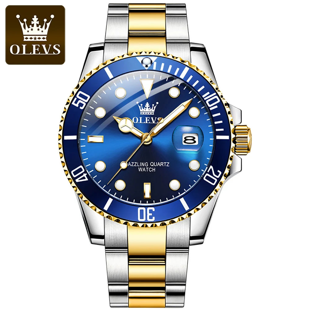 2024 Hot Sale OLEVS Watch for Man 5885 Luminous Waterproof Trend Calendar Display Stainless Steel Strap
