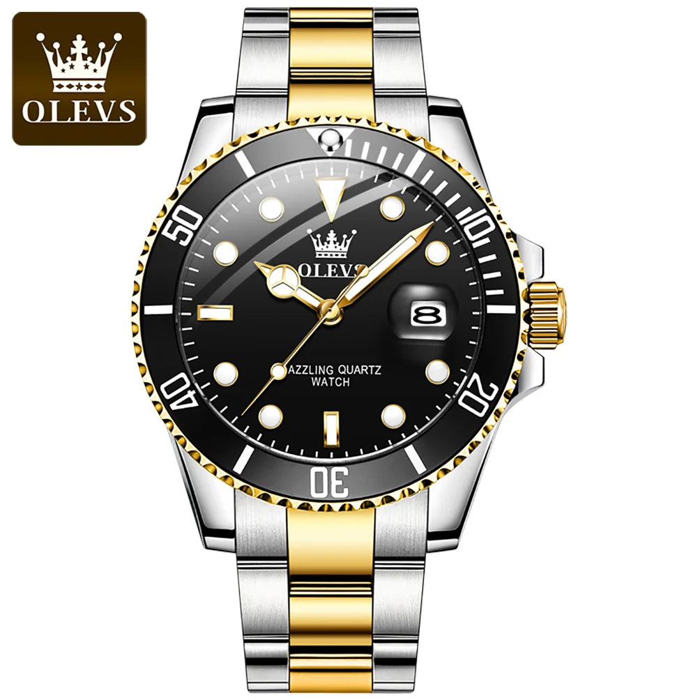 2024 Hot Sale OLEVS Watch for Man 5885 Luminous Waterproof Trend Calendar Display Stainless Steel Strap