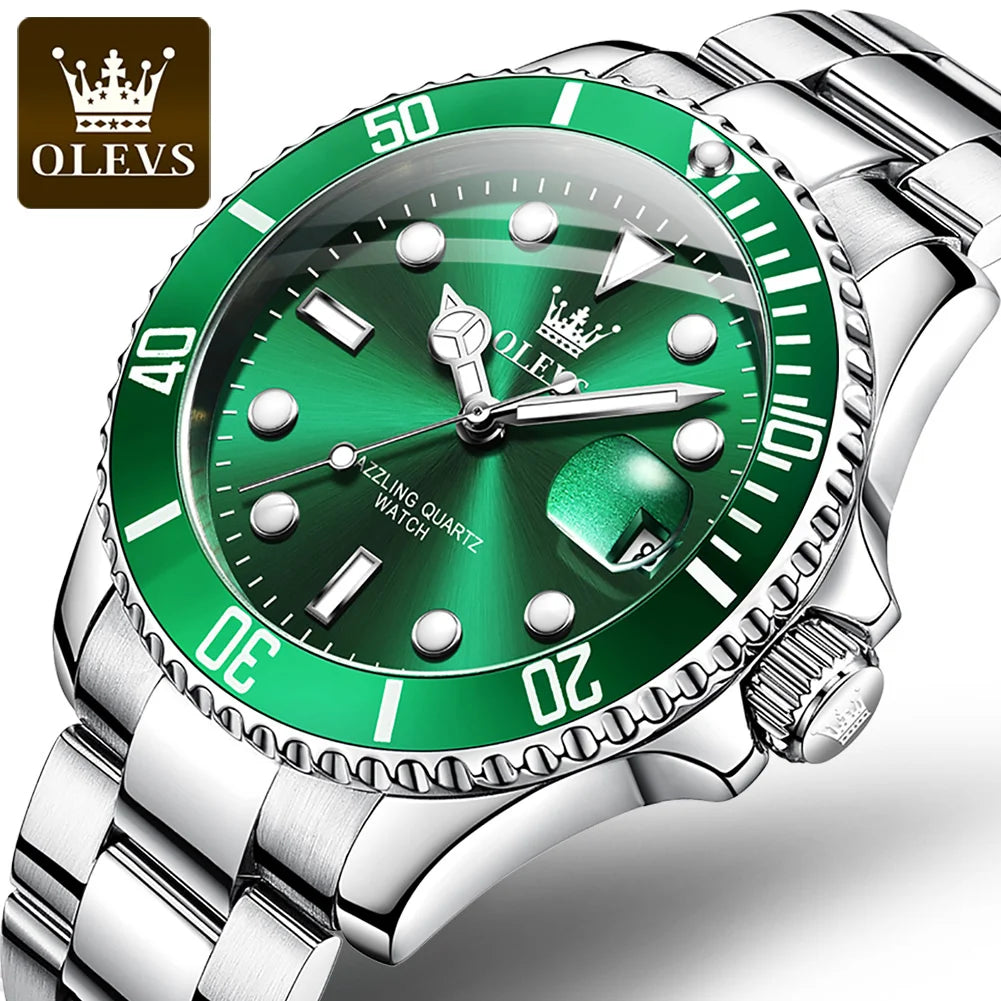 2024 Hot Sale OLEVS Watch for Man 5885 Luminous Waterproof Trend Calendar Display Stainless Steel Strap