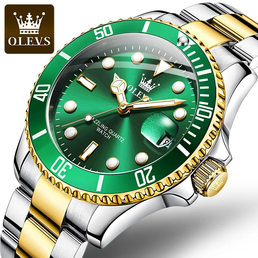 2024 Hot Sale OLEVS Watch for Man 5885 Luminous Waterproof Trend Calendar Display Stainless Steel Strap