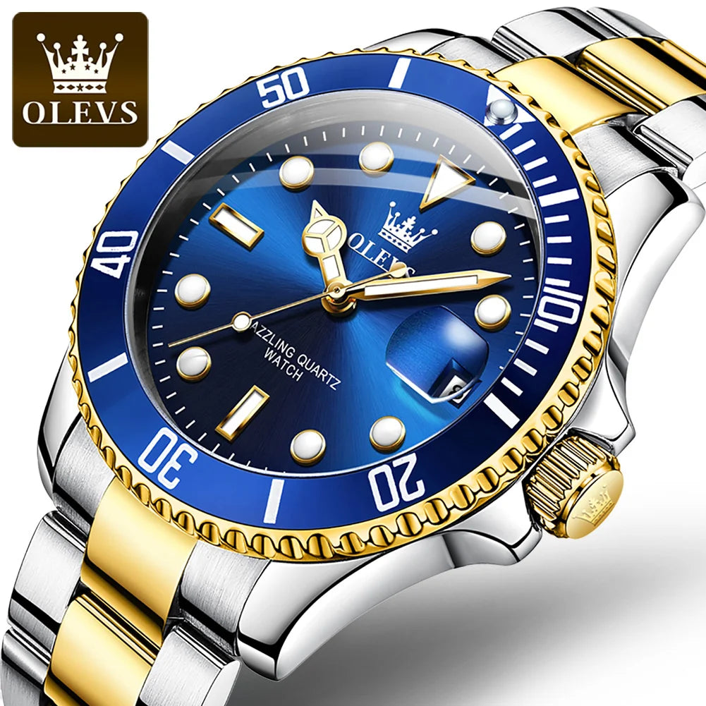 2024 Hot Sale OLEVS Watch for Man 5885 Luminous Waterproof Trend Calendar Display Stainless Steel Strap