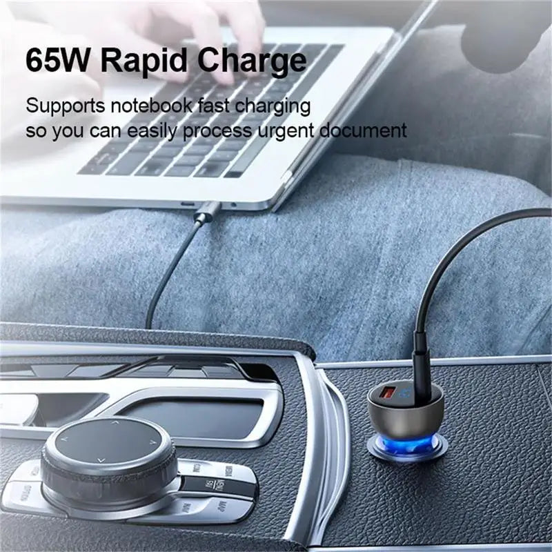 Baseus 65W Car Charger Quick Charge 4.0 3.0 USB Car Charger QC4.0 QC3.0 Type C PD Fast Charging For iPhone MacBook Laptop Xiaomi
