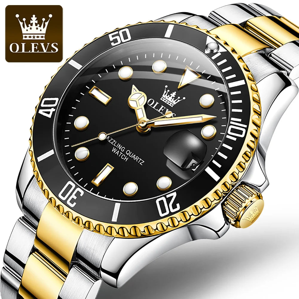 2024 Hot Sale OLEVS Watch for Man 5885 Luminous Waterproof Trend Calendar Display Stainless Steel Strap