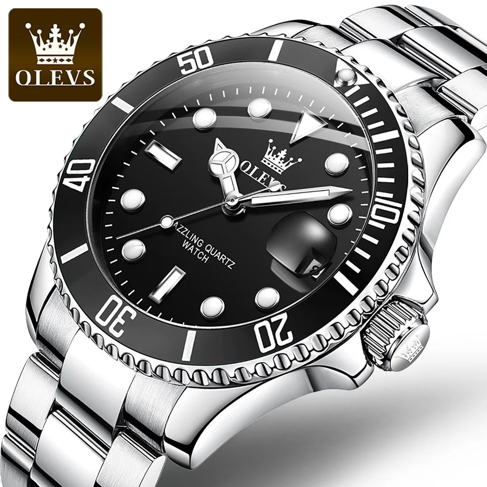 2024 Hot Sale OLEVS Watch for Man 5885 Luminous Waterproof Trend Calendar Display Stainless Steel Strap