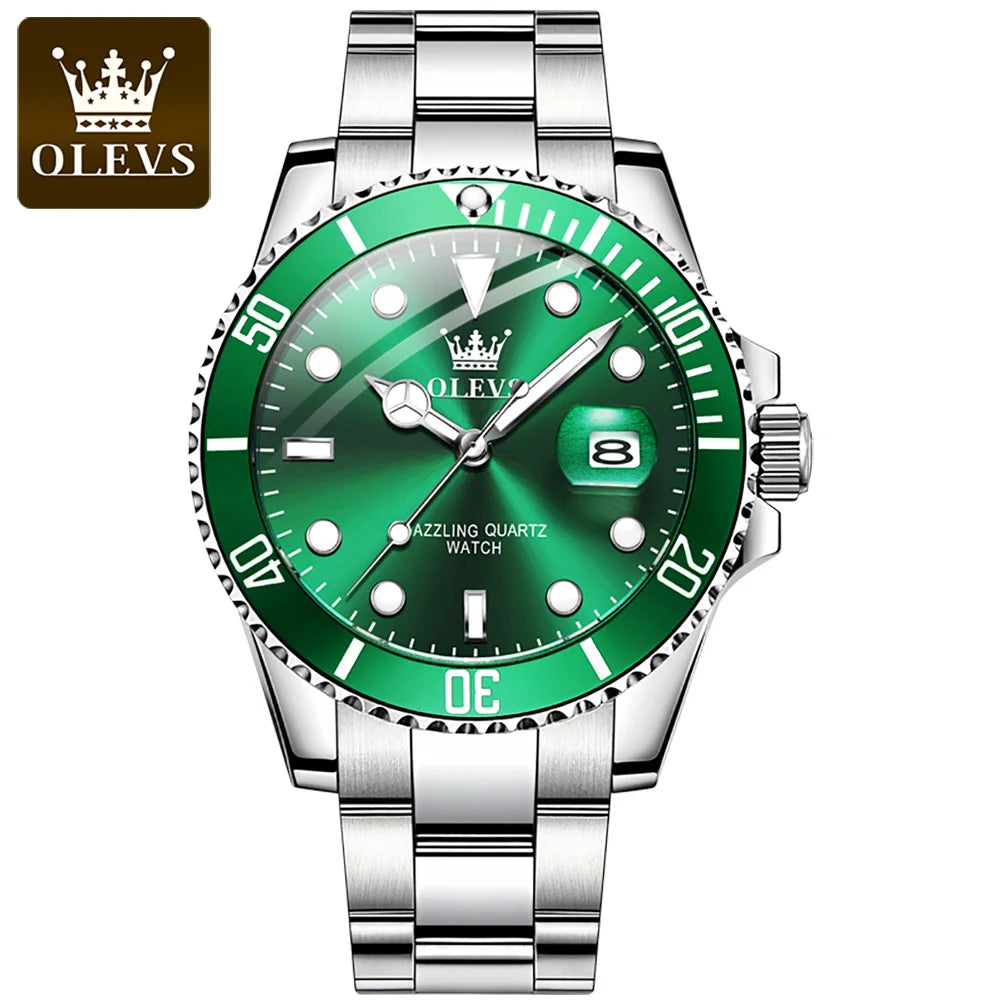 2024 Hot Sale OLEVS Watch for Man 5885 Luminous Waterproof Trend Calendar Display Stainless Steel Strap