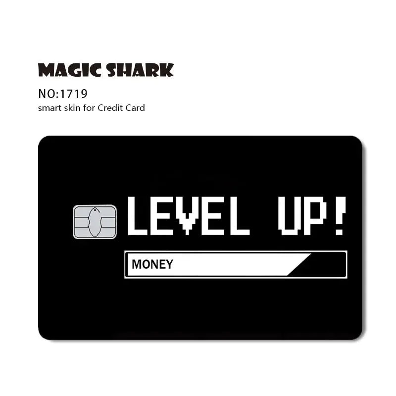 2025 New Kawaii Lucky Cat Money Power Swtich Level Up Front Matte Skin Film for Credit Card Cover for Debit Card