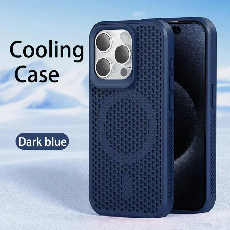 Cooling Heat Dissipation Phone Case For iPhone 17 16 15 14 13 12 11 Pro Max Plus Breathable Hard Back Magnetic Cover For Magsafe