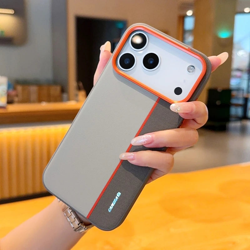 For iPhone 17 Pro Max 17 Air Case Luxury PU Leather Colored Splicing Ultra-thin Protective Cover for iPhone17