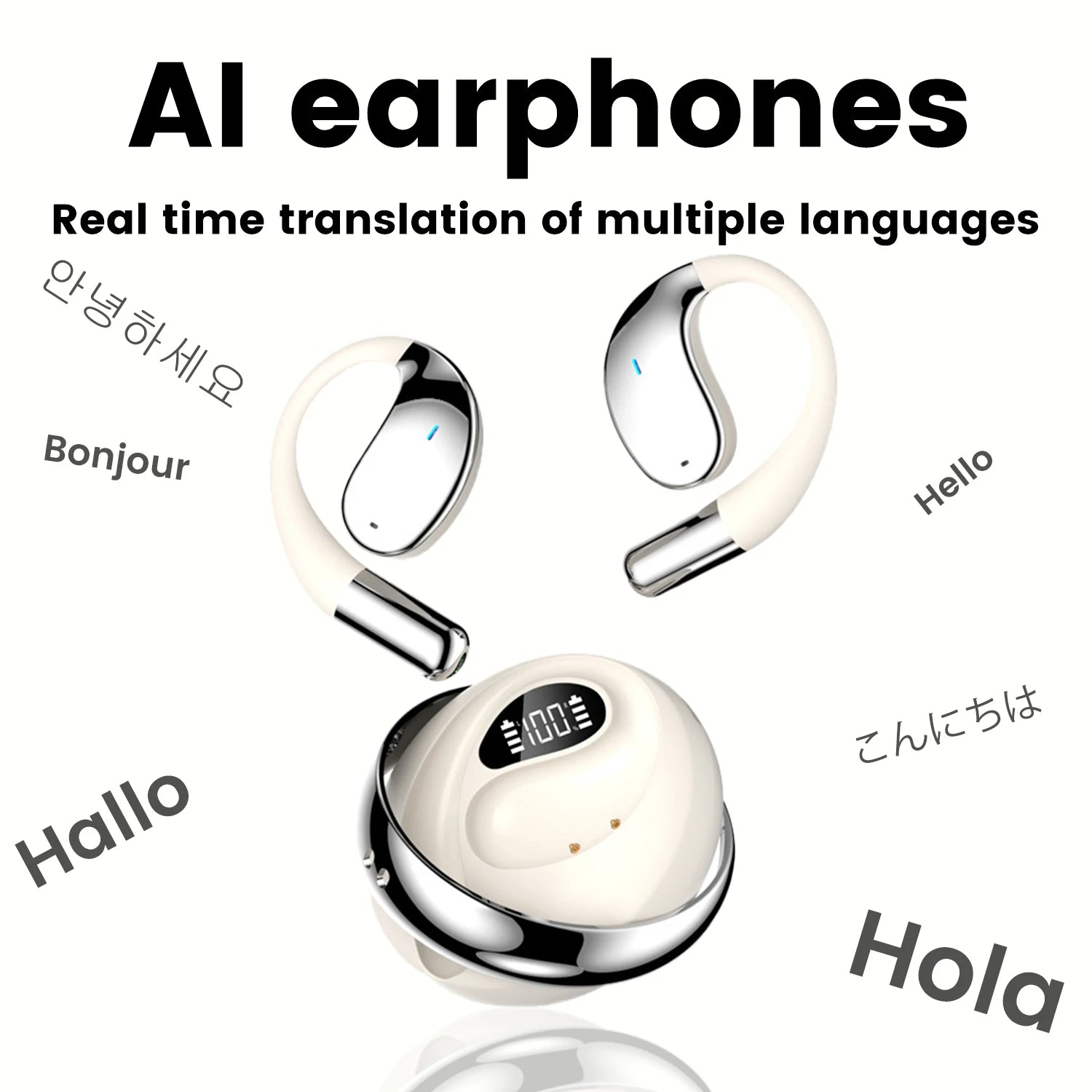 Real-Time AI Translation Earbuds,144 Language Translator Bluetooth Headset,  Sports Wireless headphones, for Travel, Business