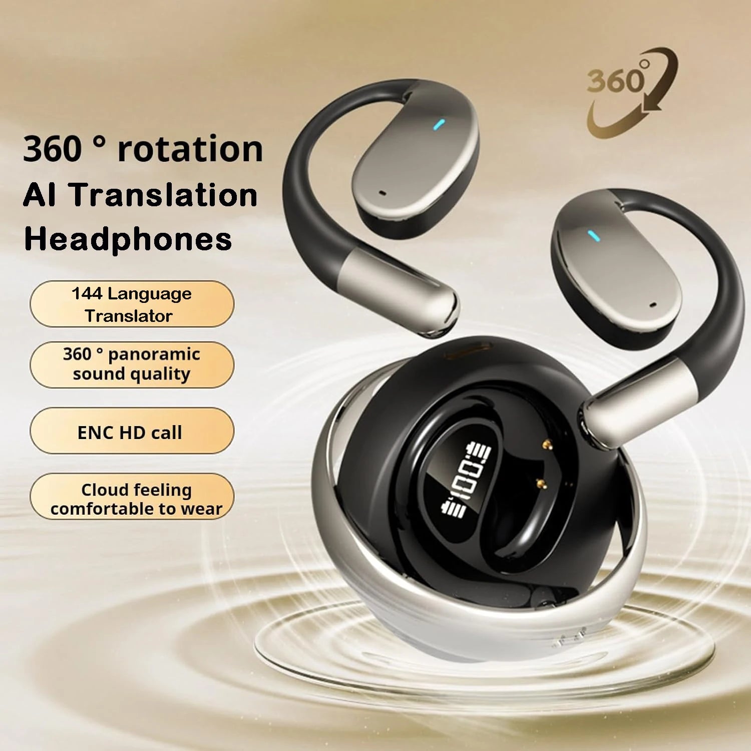 Real-Time AI Translation Earbuds,144 Language Translator Bluetooth Headset,  Sports Wireless headphones, for Travel, Business