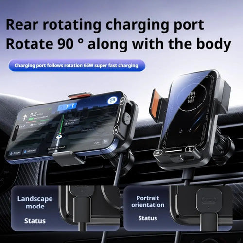 15W Wireless Car Charger with Infrared Sensor Auto Clamping Vent Mount One-Touch Rotation for Secure Fast Charging Accessories