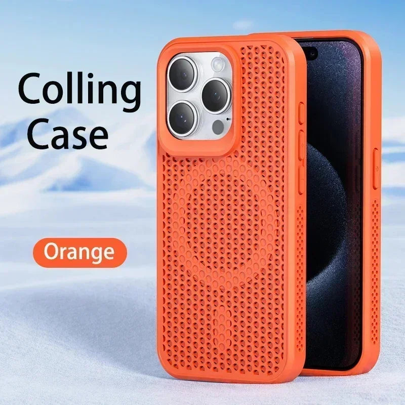 Cooling Heat Dissipation Phone Case For iPhone 17 16 15 14 13 12 11 Pro Max Plus Breathable Hard Back Magnetic Cover For Magsafe