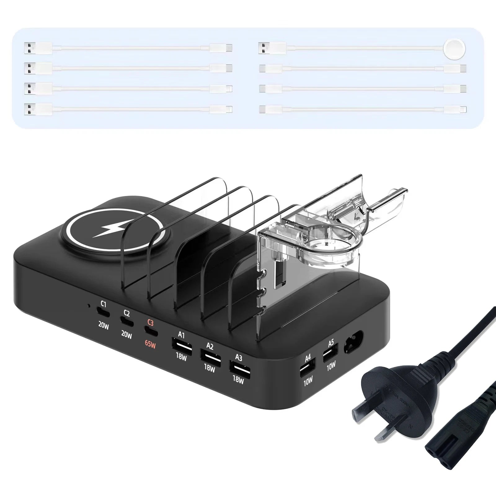 Multifunctional Charger 9in1 Wireless Charger For Mobile Phones Watches Headphones Multi Port Charger Fast Charger