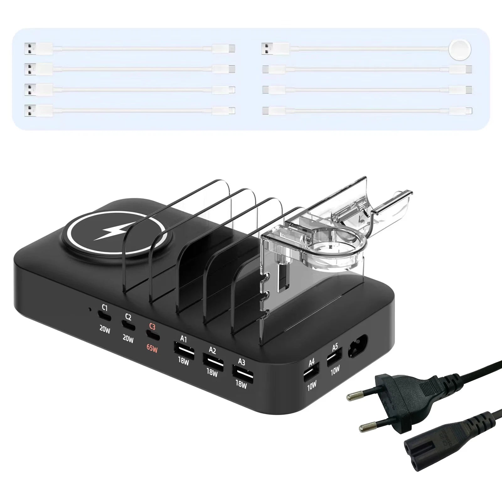 Multifunctional Charger 9in1 Wireless Charger For Mobile Phones Watches Headphones Multi Port Charger Fast Charger