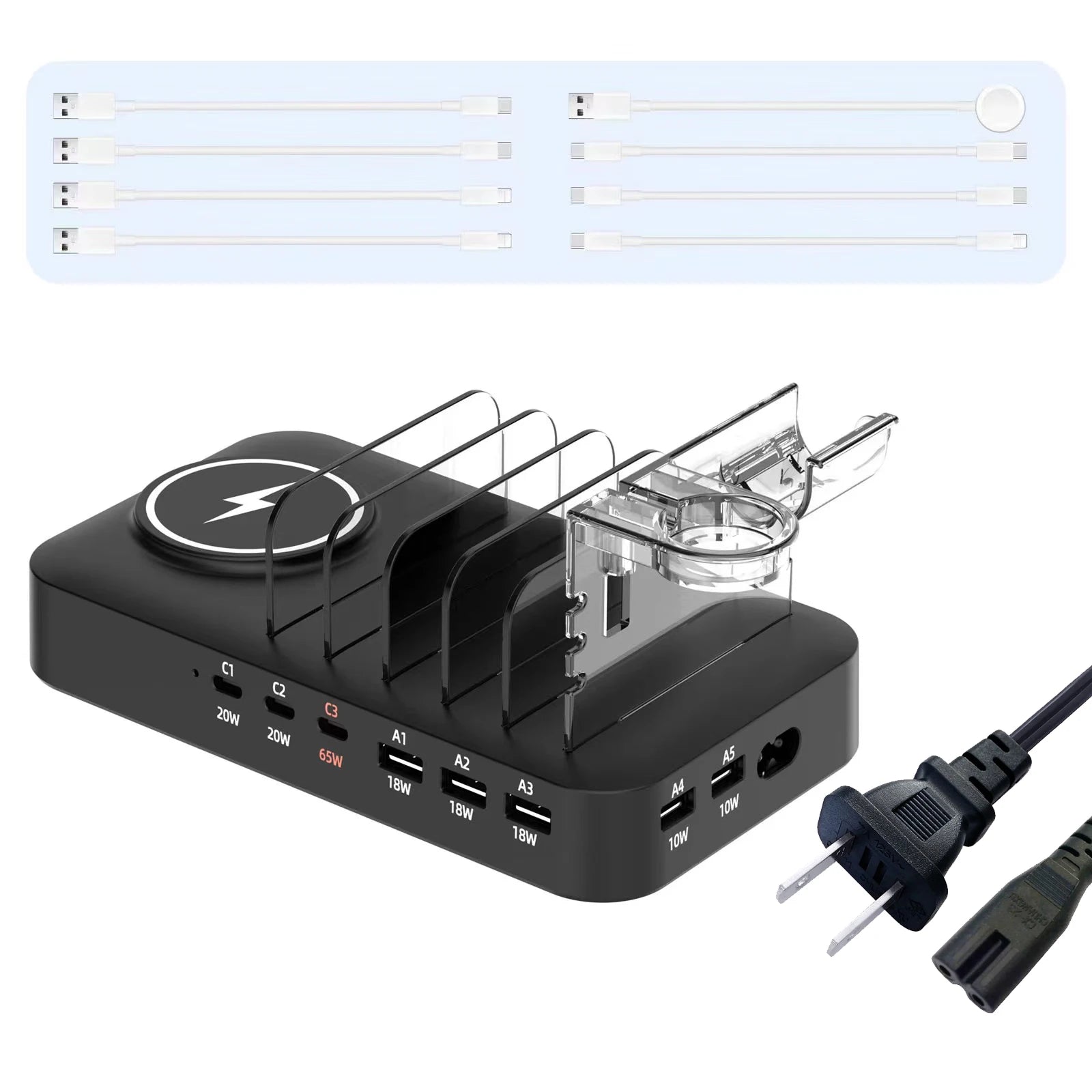 Multifunctional Charger 9in1 Wireless Charger For Mobile Phones Watches Headphones Multi Port Charger Fast Charger