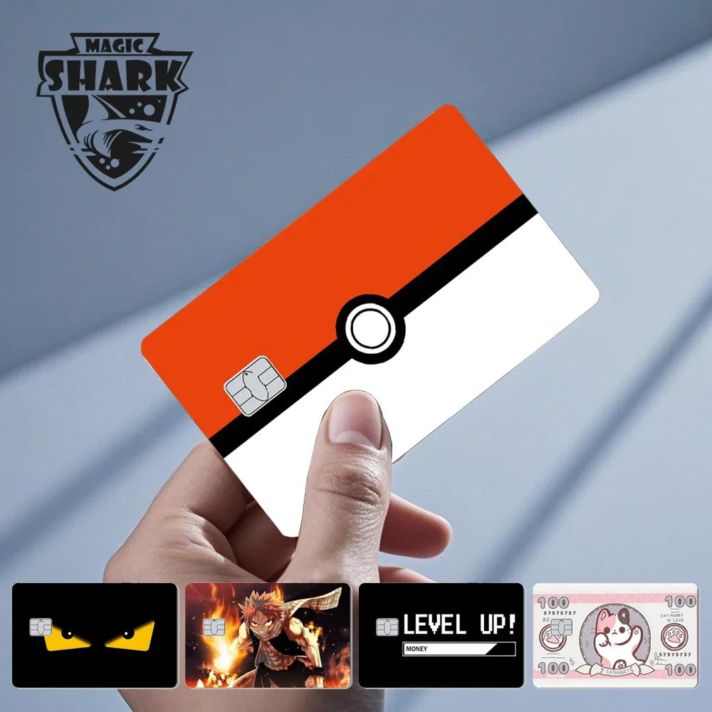 2025 New Kawaii Lucky Cat Money Power Swtich Level Up Front Matte Skin Film for Credit Card Cover for Debit Card