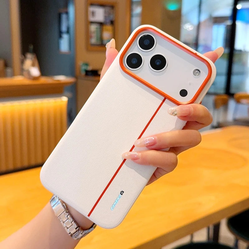 For iPhone 17 Pro Max 17 Air Case Luxury PU Leather Colored Splicing Ultra-thin Protective Cover for iPhone17